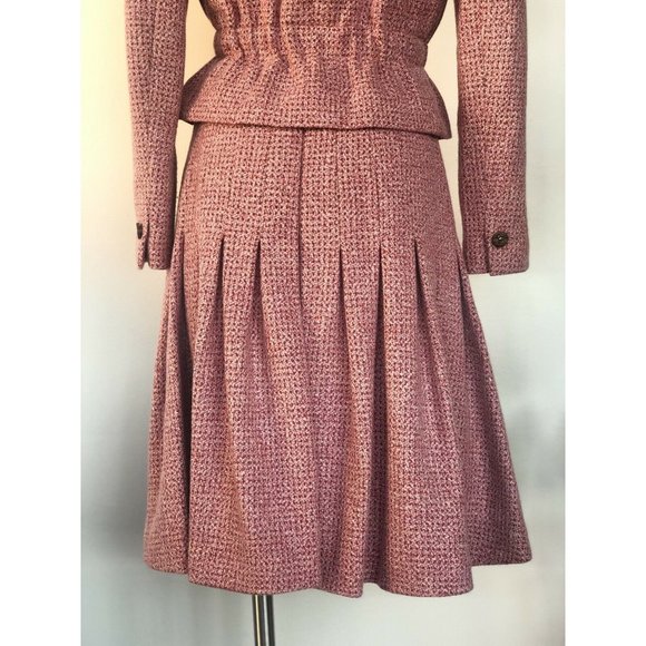 Chanel Suit Set Jacket Skirt Cashmere Silk Pink CC - Picture 5 of 12